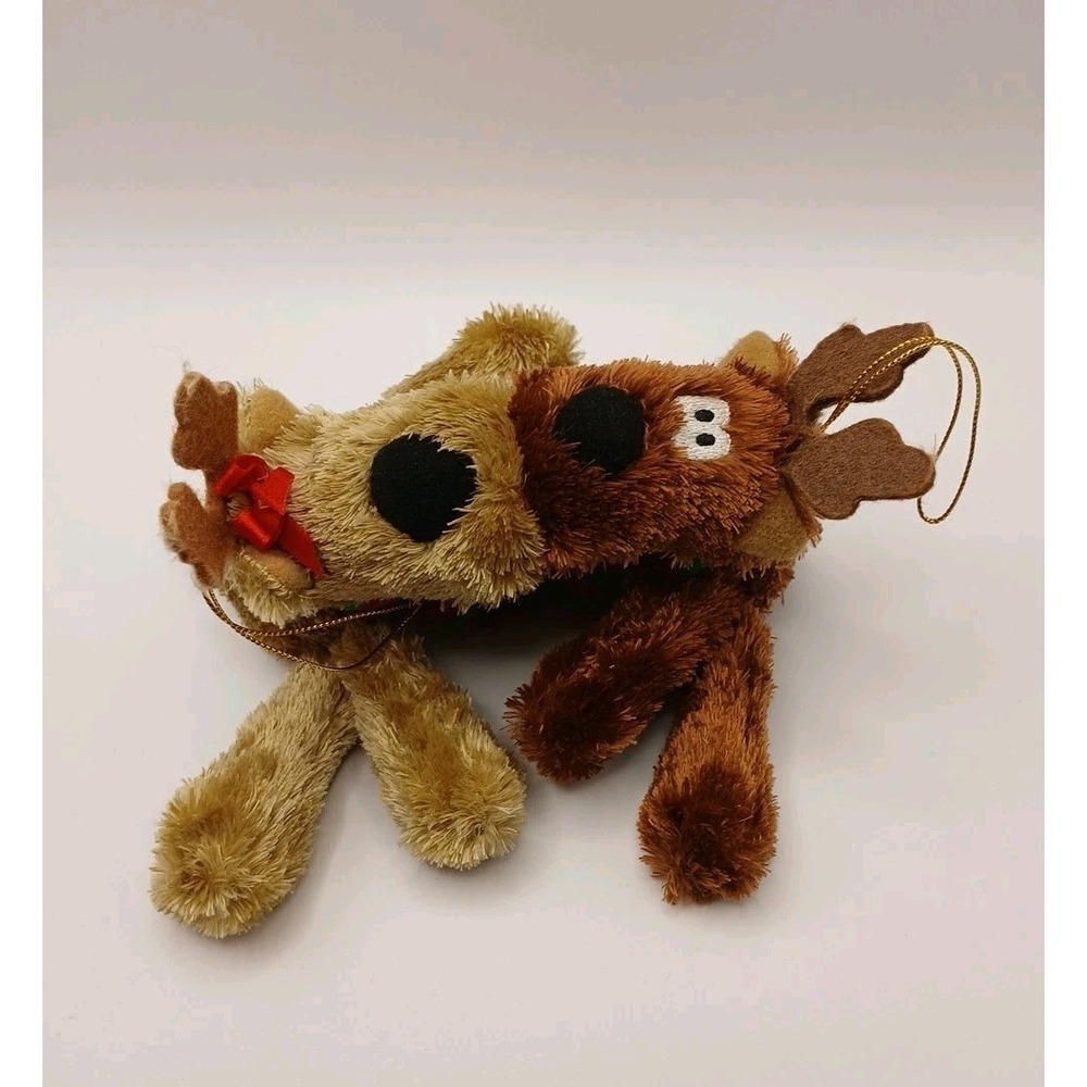 Hallmark Rodney & Rhonda Reindeer  Kiss Plush Magnetic Ornaments Vintage Xmas